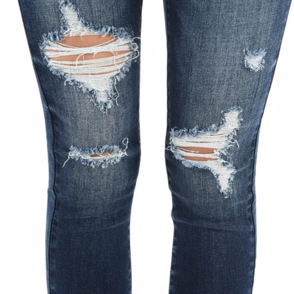NEW- Stretchy Dark Two Layer Ankle Skinny Jeans - Picture 8 of 8
